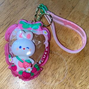 Sensory Keychain - Strawberry Shaped Puffy Straw-Bunny